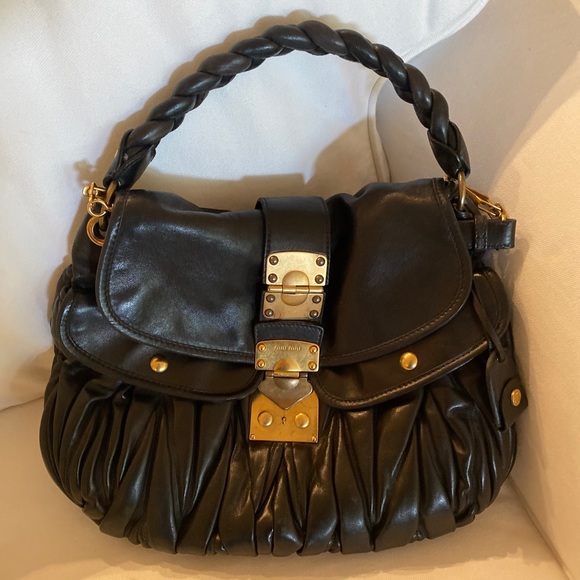Miu miu black leather tote bag - Picture 1 of 7